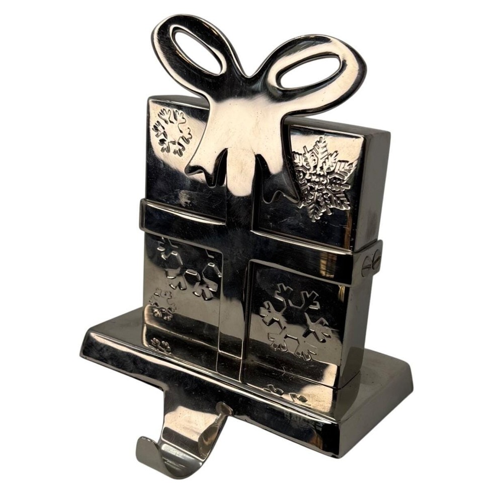 Vintage Silver Christmas Present‎ Gift Stocking Hanger Holiday Stocking Holder